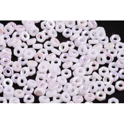 Hex Nut Beads 2x5mm White Alabaster AB 02010/28701 | Rutkovsky