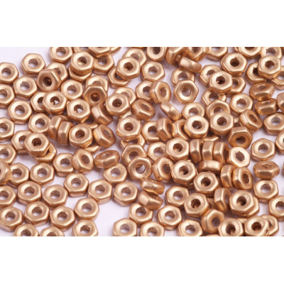 Hex Nut Beads 2x5mm Honey Gold 00030/17010 | Czech Glass Beads