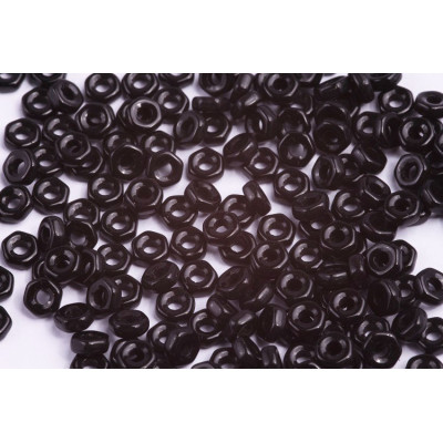 Hex Nut Beads 2x5mm Jet Black 23980 | Czech Glass Rutkovsky