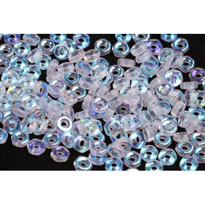 Hex Nut Beads 2x5mm Crystal AB 00030/28701 | Rutkovsky Glass
