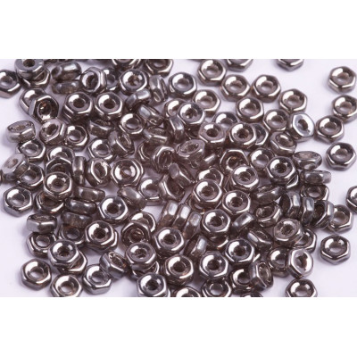 Hex Nut Beads 2x5mm Jet Full Chrome 23980/27400 | Rutkovsky