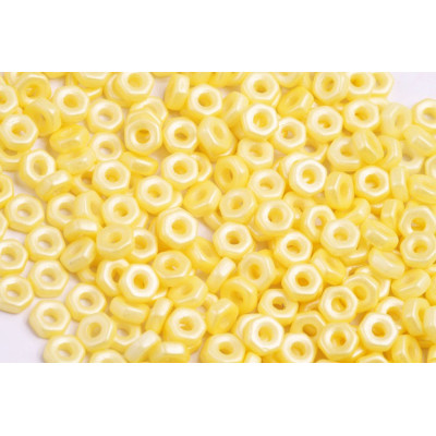 Hex Nut Beads 2x5mm Yellow Pearlescent | Rutkovsky Czech Glass