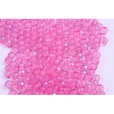 Round Beads 4mm Pink AB 10010 | Czech Glass Beads