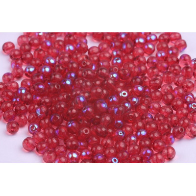 Red AB Round Beads 4mm 10025 AB | Czech Glass Rutkovsky