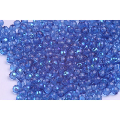 Round Beads 4mm Blue AB 10044 AB | Perle di vetro ceco