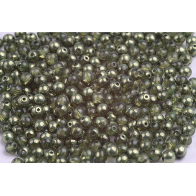 Round Beads 4mm Olive Green 10034 AL | Rutkovsky Czech Glass