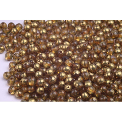 Round Beads 4mm Gold 10018 AL | Czech Glass Rutkovsky Beads