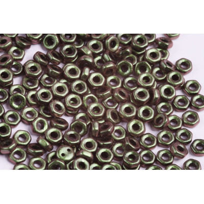 Hex Nut Beads 2x5mm Metallic Suede Chameleon Green 94103 | Rutkovsky