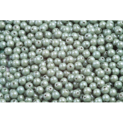 Round Beads 4mm White Green Luster 14459 | Rutkovsky Czech Glass