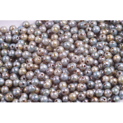 Round Beads 4mm Teal Picasso 02020/65431 | Rutkovsky Czech Glass