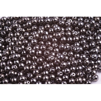 Round Beads 4mm Jet Hematite 23980/14400 | Czech Glass Beads
