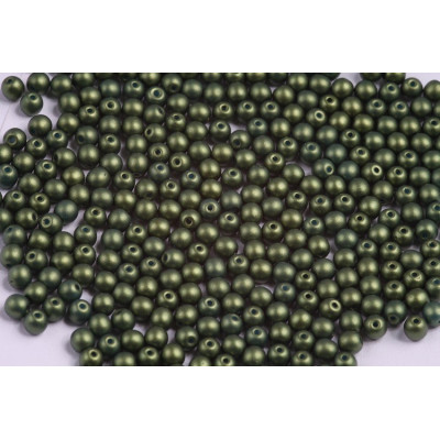Round Beads 4mm Gold Shine Dark Olive 02010/24103 | Czech Glass