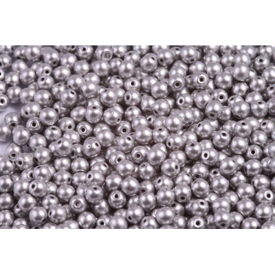 Round Beads 4mm White Alabaster Silver Bronze 02010/01700 | Czech