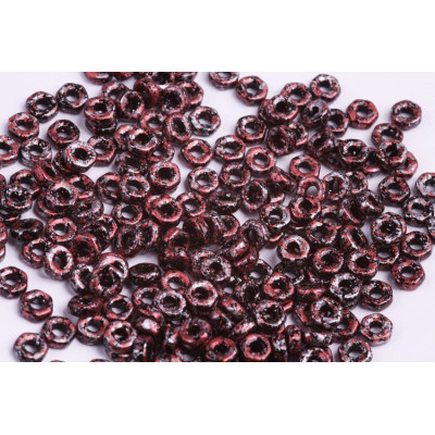 Hex Nut Beads 2x5mm Granite Red 23980/45705 | Rutkovsky Glass