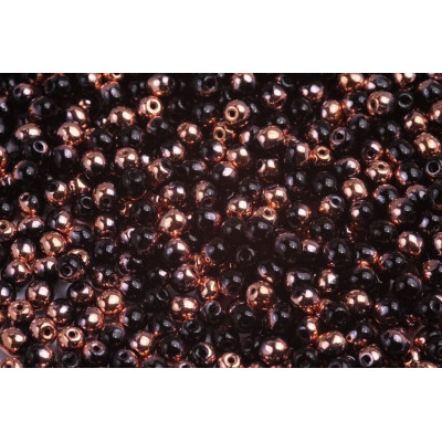 Round Beads 4mm Jet Capri Gold 23980/27101 | Rutkovsky Czech Glass