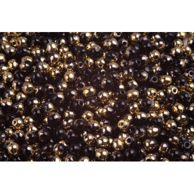 Tschechische Round Beads 4mm Jet Amber 23980/26441