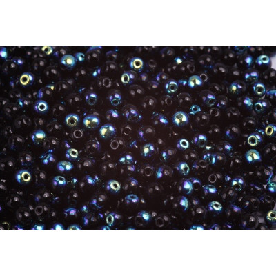 Round Beads 4mm Jet AB 23980/28701 | Rutkovsky Czech Glass
