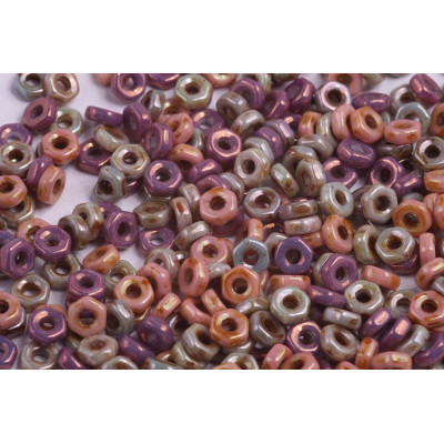 Hex Nut Beads 2x5mm Pink Violet Luster 02010 | Czech Glass