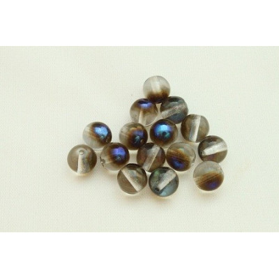 8mm Round Beads Smoky Crystal Iridescent 2194 | Czech Glass