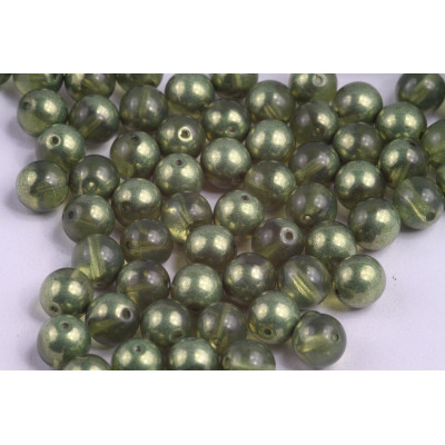 Round Beads 8mm Peridot Green Metallic 5489 | Czech Glass Beads