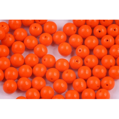 8mm Round Beads Opaque Bright Orange 93130 | Rutkovsky Czech Glass