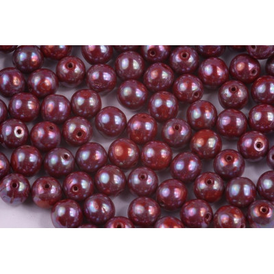 Czech Round Beads 8mm Coral Red Nebula 93200/15001 | Glass Beads