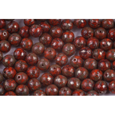 Round Beads 8mm Opaque Bright Orange Picasso 93130/43400 | Rutkovsky