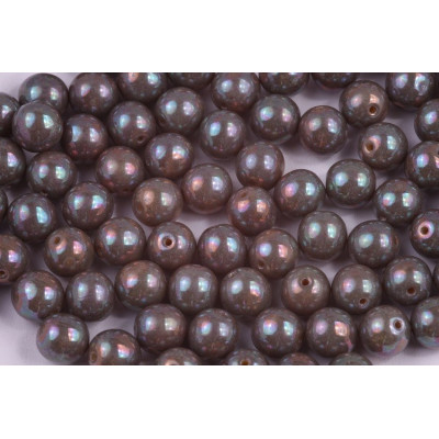 Czech Round Beads 8mm Opaque Brown Nebula 13020/15001 | Rutkovsky