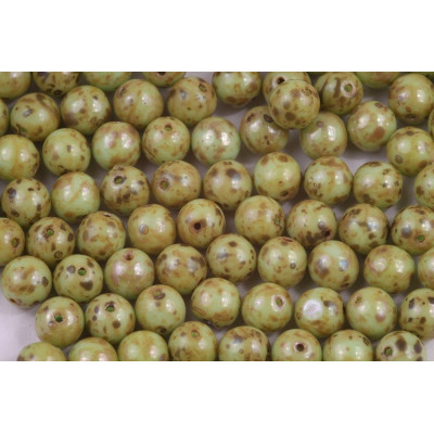 Round Beads 8mm Opaque Mint Picasso 53100/43400 | Rutkovsky