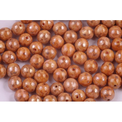 Round Beads 8mm Opaque Light Pink Picasso 73010/43400 | Czech Glass