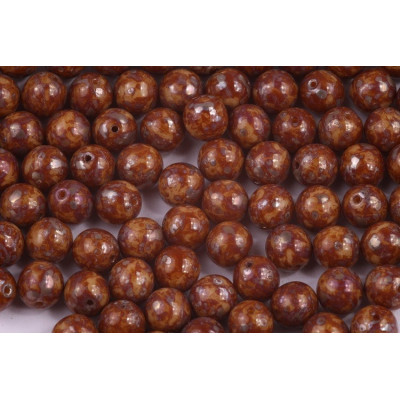 Round Beads Opaque Ivory Picasso 8mm 13020/43400 | Czech Glass