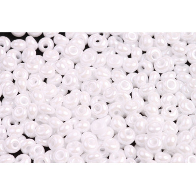 Czech Glass Drop Beads 5/0 Pearlescent White 46102 | Preciosa