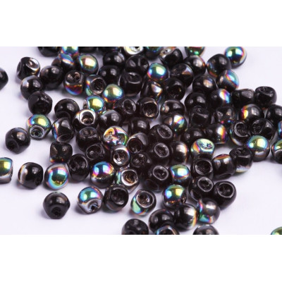 Mushroom Button Beads 6x5mm Jet Vitrail 23980/28101 | Glass Beads