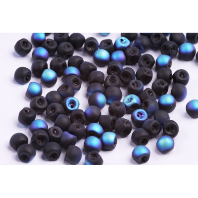 Mushroom Button Beads 6x5mm Jet AB Mat 23980 | Rutkovsky Czech Glass