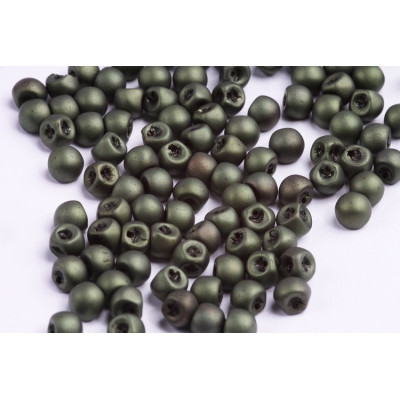 Mushroom Button Beads 6x5mm Jet Red Luster Mat 23980 | Glass Beads