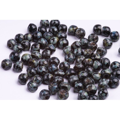 Mushroom Button Beads 6x5mm Jet Picasso 23980/86800 | Rutkovsky