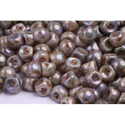 Mushroom Button Beads 9x8mm White Travertine Blue 02020/65431