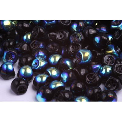 Mushroom Button Beads 9x8mm Jet AB 23980/28701 | Rutkovsky Glass
