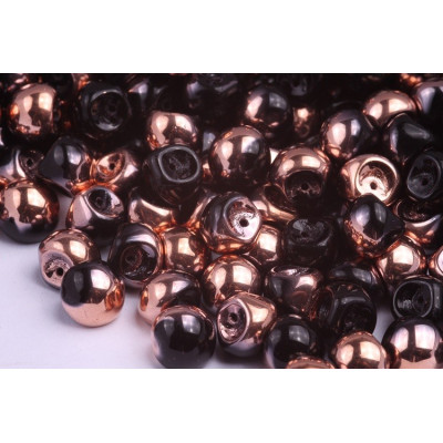 Mushroom Button Beads 9x8mm Jet Capri Gold 23980/27101 | Czech Glass