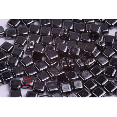 Flat Silky Beads 6x6mm N. 9 JET HEMATITE