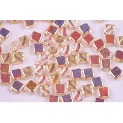 Flat Silky Beads 6x6mm N. 19 CRYSTAL YELLOW RAINBOW