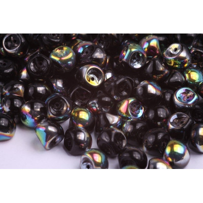 Mushroom Button Beads 9x8mm Black Iridescent | Rutkovsky Glass