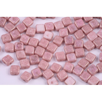 Flat Silky Beads 6x6mm N. 39 WHITE ALABASTER LILA