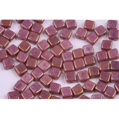 Flat Silky Beads 6x6mm N. 40 WHITE ALABASTER PURPLE LUSTER