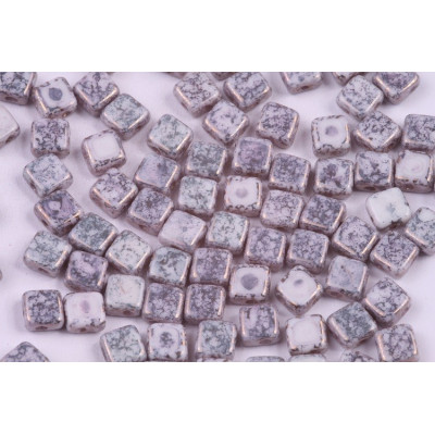 Flat Silky Beads 6x6mm N. 43 WHITE ALABASTER TERRACOTTA COPPER