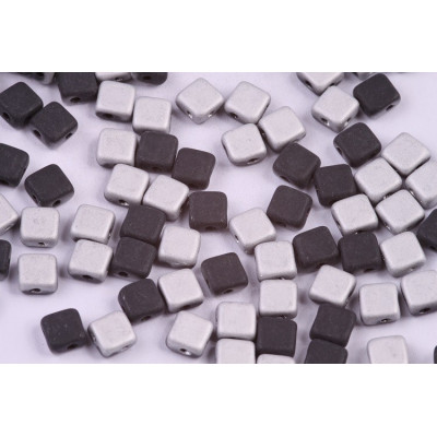 Flat Silky Beads 6x6mm N. 49 JET LABRADOR MAT