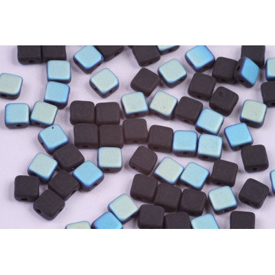 Flat Silky Beads 6x6mm N. 52 JET AB MAT