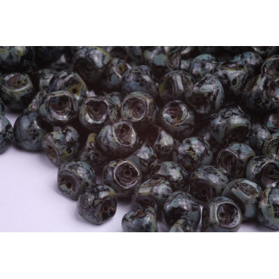 Mushroom Button Beads 9x8mm Teal Picasso | Rutkovsky Czech Glass