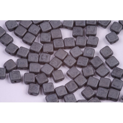 Flat Silky Beads 6x6mm N. 55 JET HEMATITE MAT