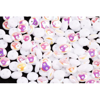 CzechMates Lentil 6mm N. 81 WHITE ALABASTER, AB, HALF 